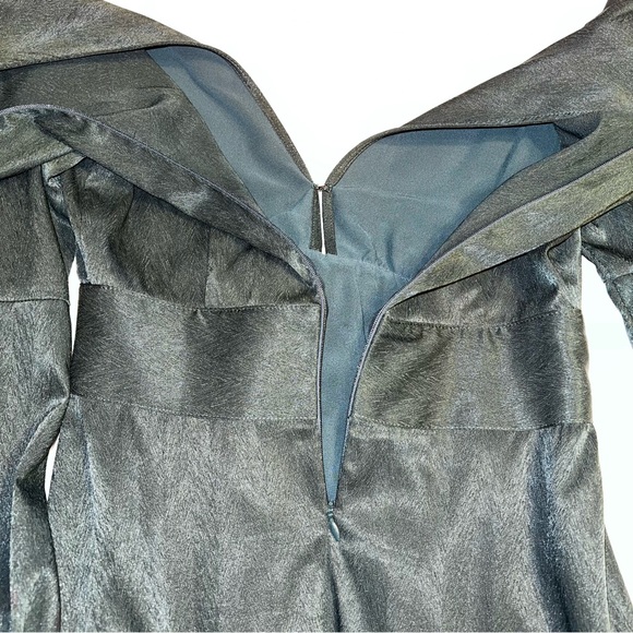 Storia Emerald Green Deep V-Neck Ruffle Long Sleeve Mini Dress Sz S - Picture 12 of 14